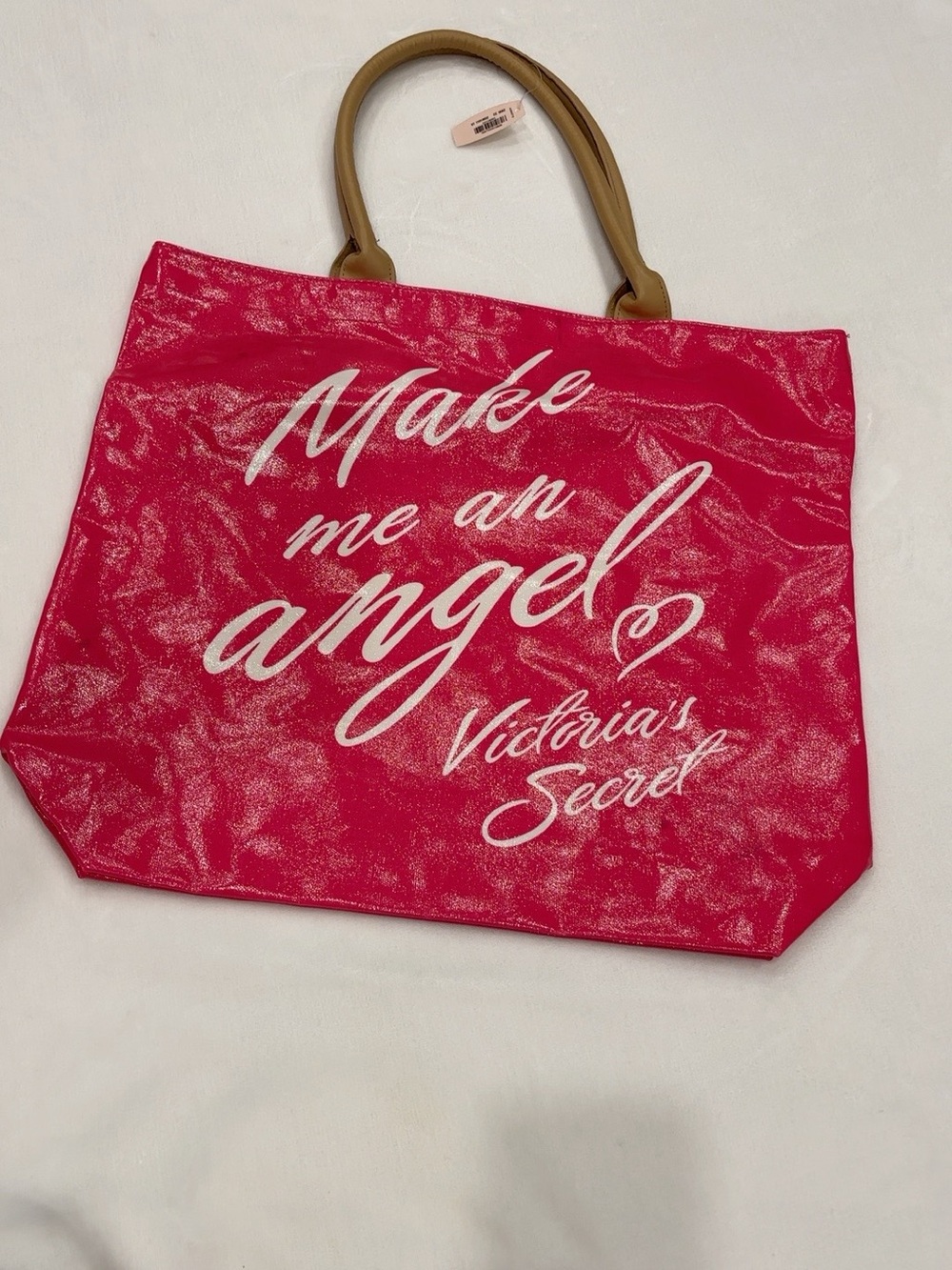 Victoria's Secret Hot Pink Tote with Tan Handles - Picture 3 of 5